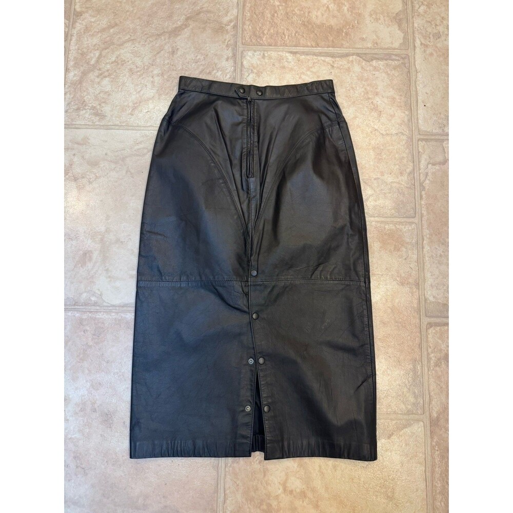 G-III Leather Fashions Women’s 12 Black Genuine Leather Maxi Skirt Y2K Vintage - Picture 2 of 8